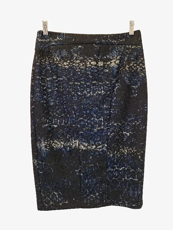 Cue Snake Skin Jacquard Pencil Midi Skirt Size 12