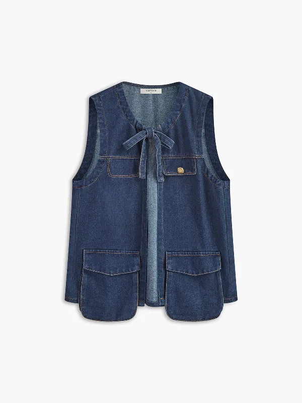 Denim Tie-Front Tank Top