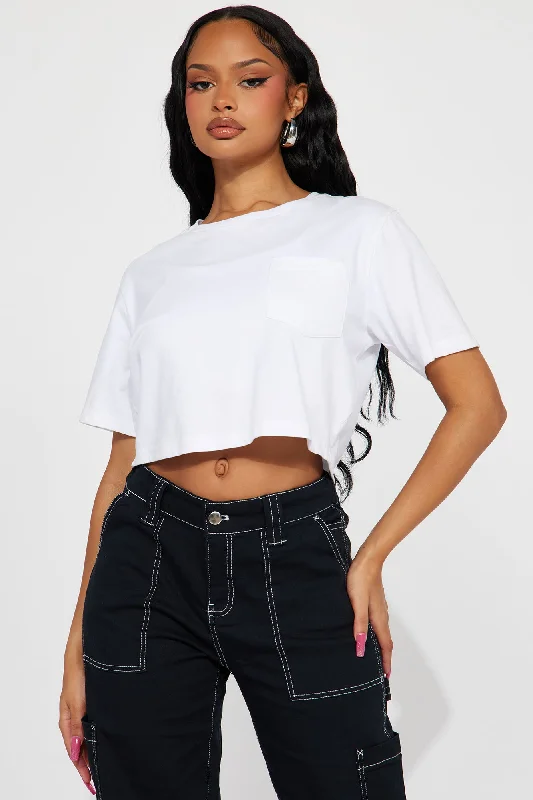 Elisa Relaxed Crop Tee - White