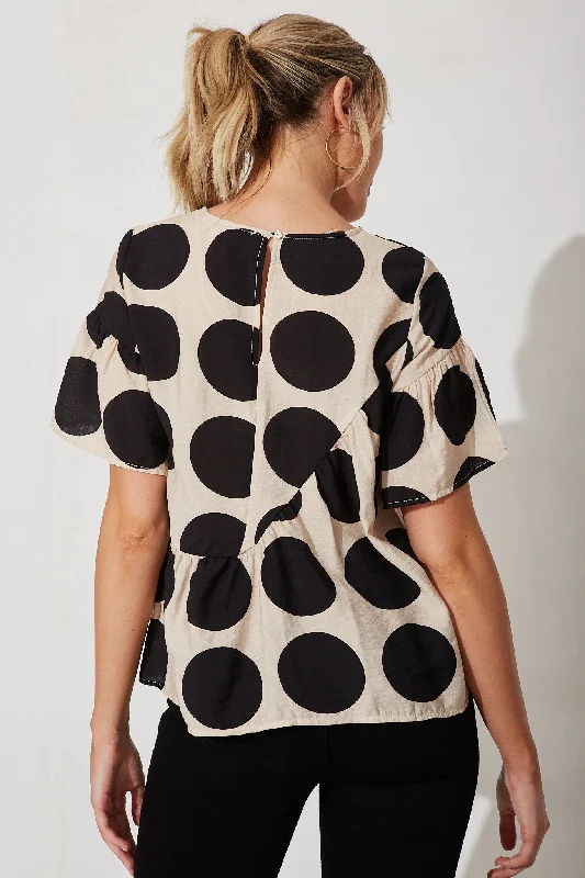 girona-top-in-beige-with-black-spot-print-cotton-blend