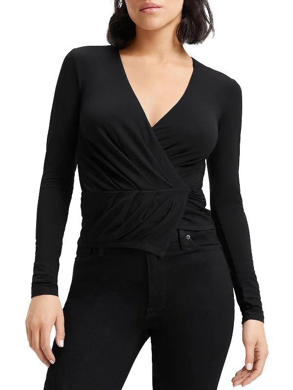 Good Touch Womens V-Neck Stretch Wrap Top