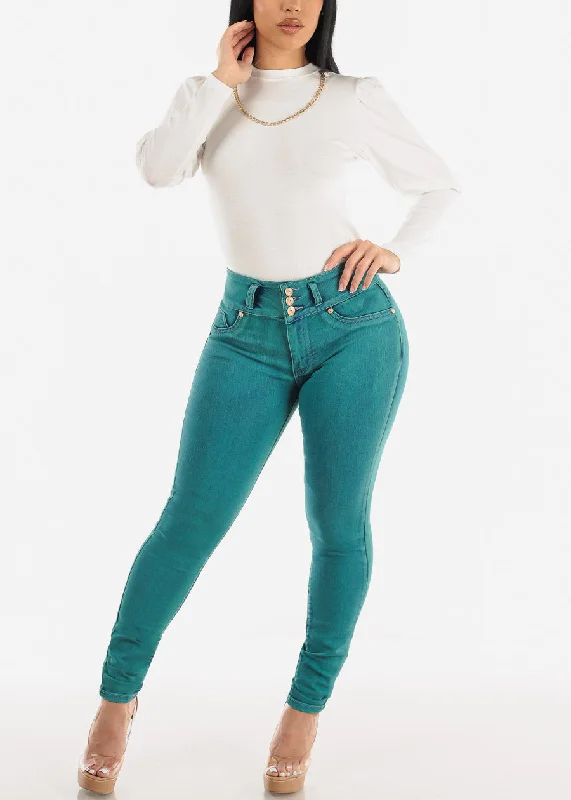 high-waisted-acid-wash-butt-lifting-skinny-jeans-teal-dsj6207teal