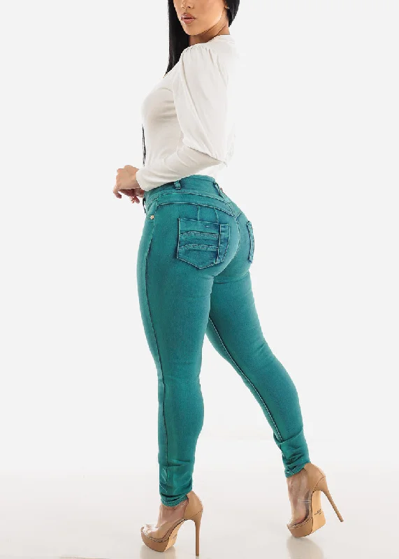 high-waisted-acid-wash-butt-lifting-skinny-jeans-teal-dsj6207teal