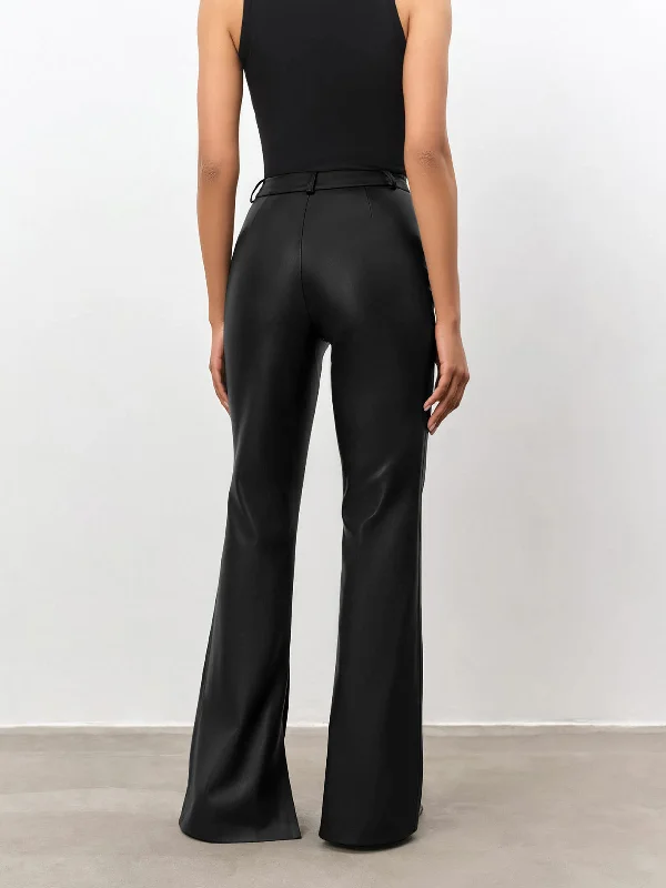 high-waisted-leather-straight-leg-flare-pants