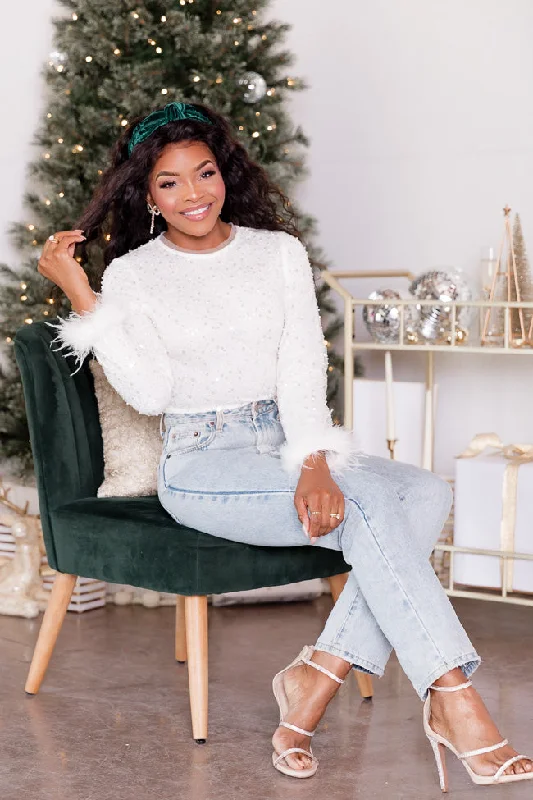 holiday-happiness-ivory-feather-cuff-sequin-bodysuit