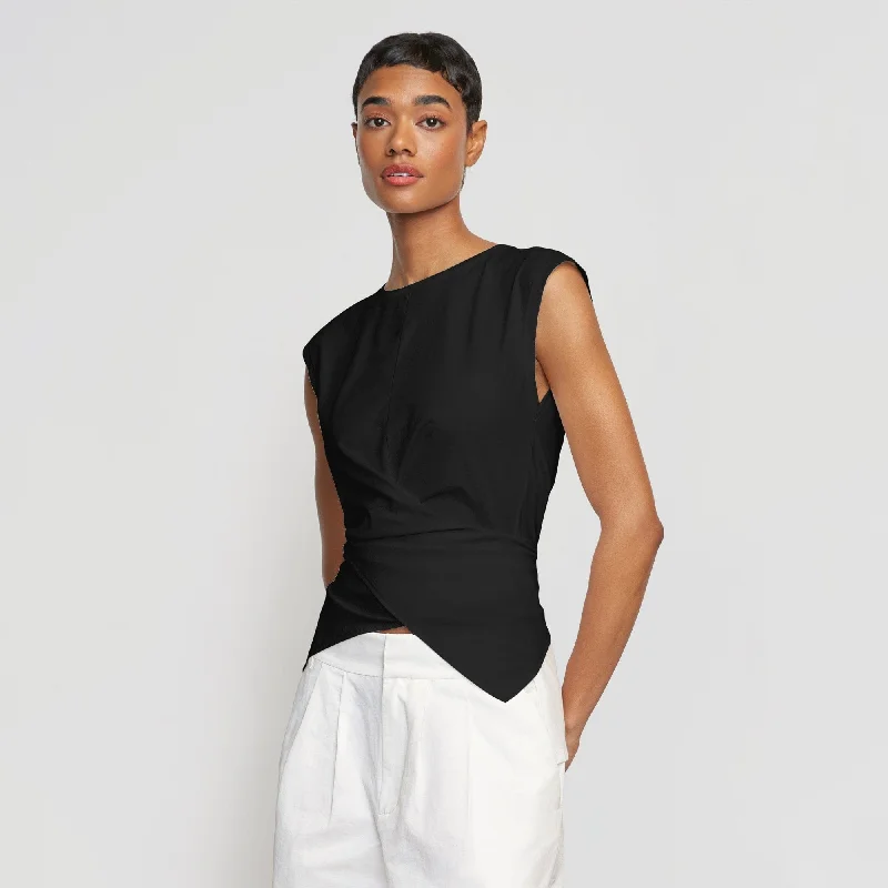 Janae Sleeveless Wrap Jersey Tee