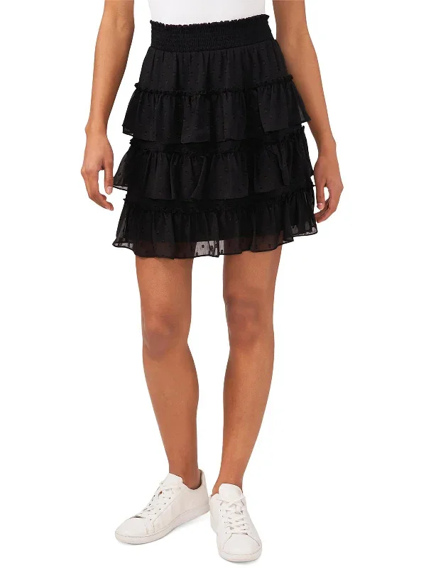 Juniors Womens Chiffon Tiered A-Line Skirt