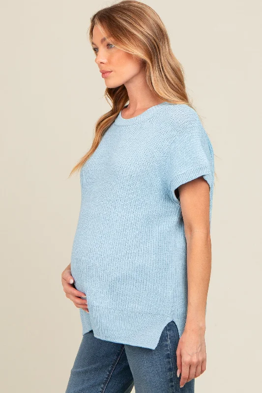 light-blue-dolman-short-sleeve-side-slit-maternity-sweater-top