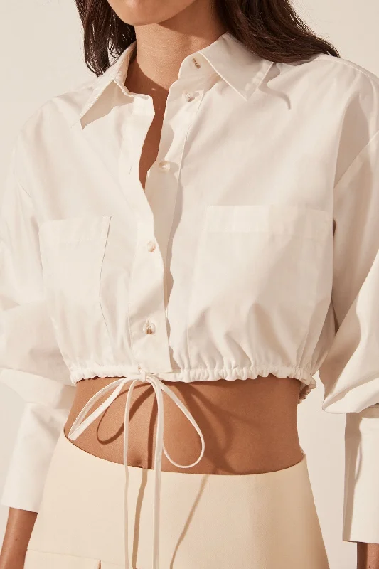 maiori-patch-pocket-drawstring-crop-shirt-ivory