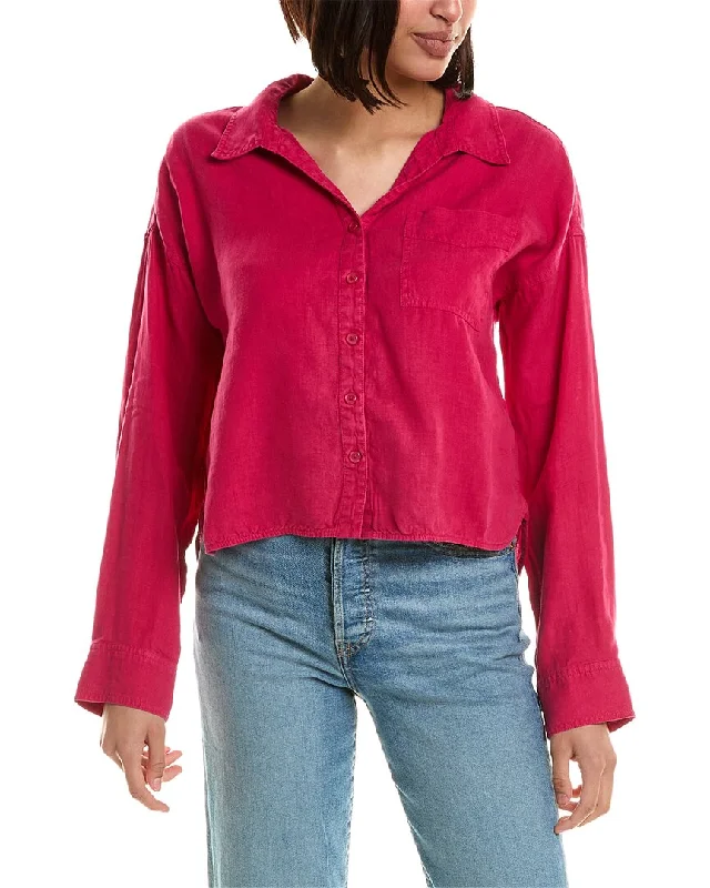 Michael Stars Gracie Crop Button-Down Linen Shirt