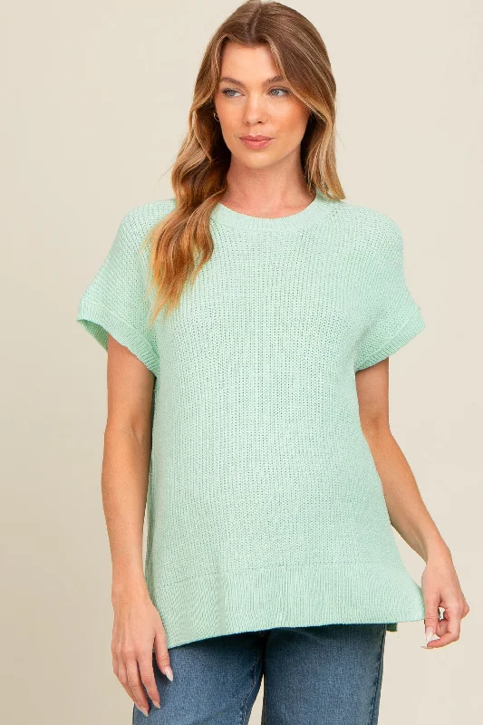 mint-green-dolman-short-sleeve-side-slit-maternity-sweater-top