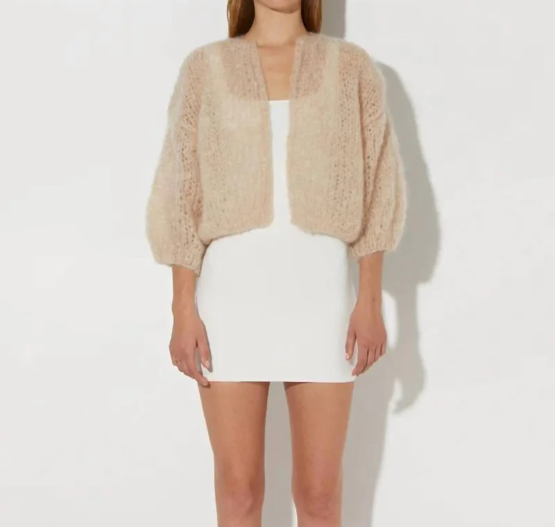 Mohair Bomber Cardigan In Light Sand