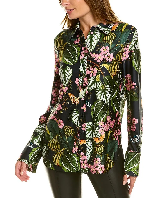 Oscar de la Renta Mixed Botanical Jersey Top