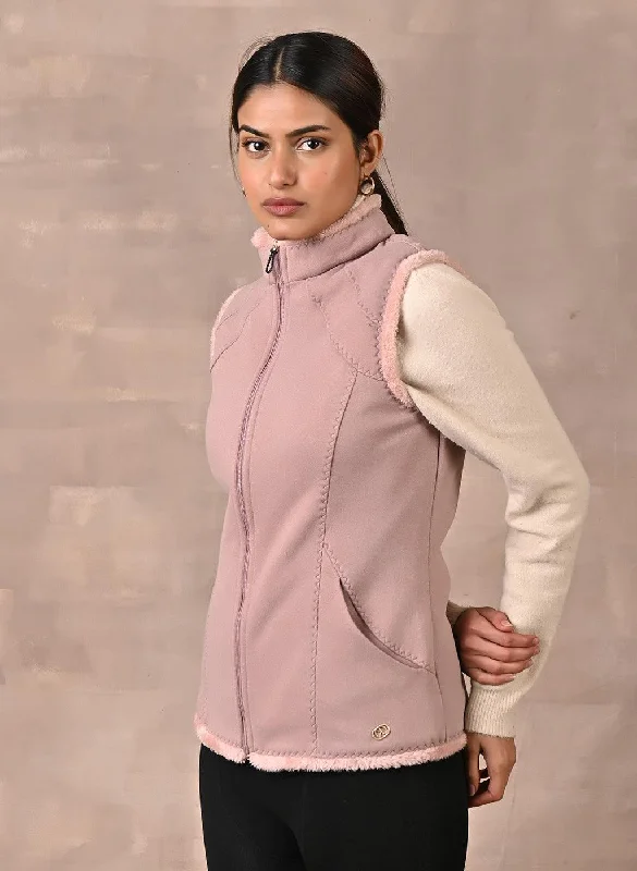 pink-half-sleeve-jacket-with-fur-detail