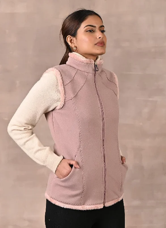 pink-half-sleeve-jacket-with-fur-detail