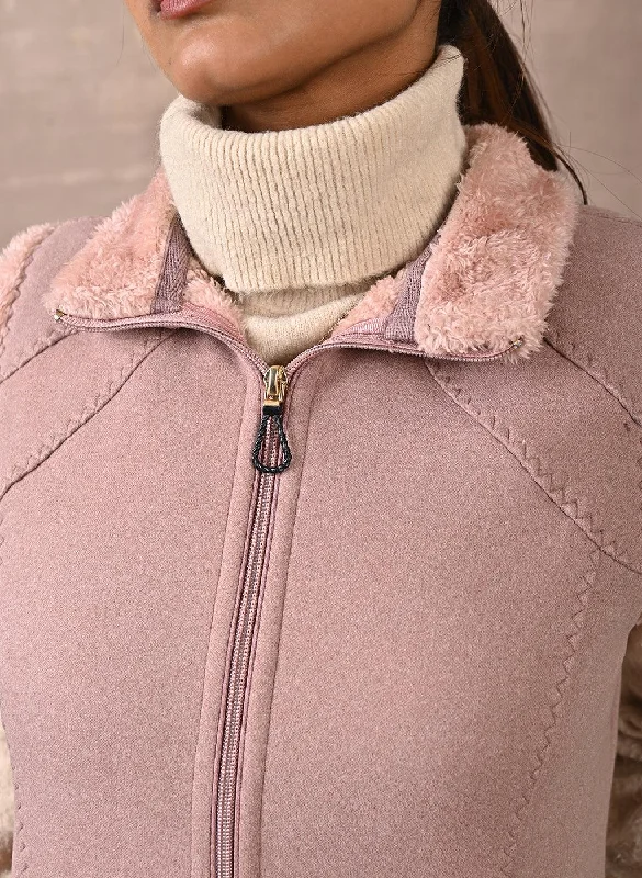 pink-half-sleeve-jacket-with-fur-detail