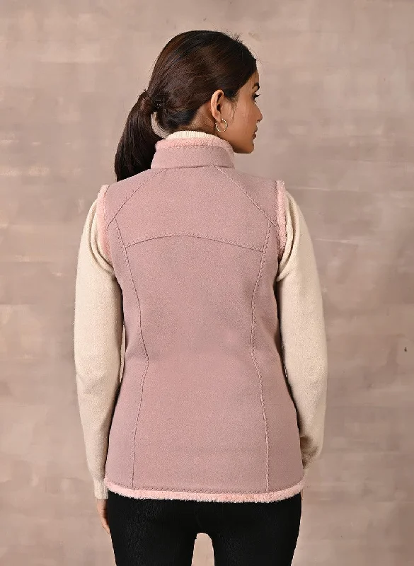 pink-half-sleeve-jacket-with-fur-detail