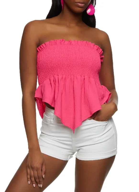 Smocked Hanky Hem Tube Top