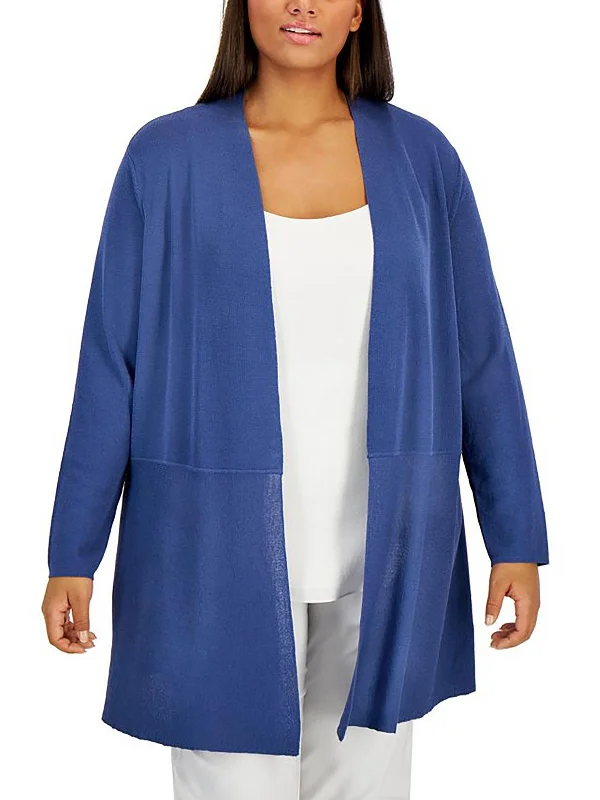 plus-womens-ribbed-open-front-cardigan-sweater