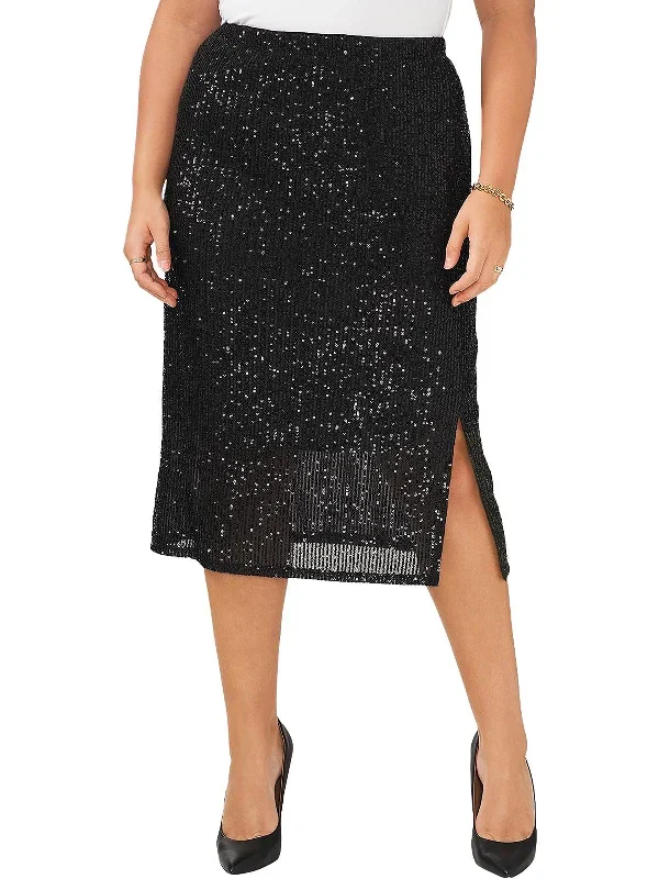 plus-womens-sequined-side-slit-midi-skirt