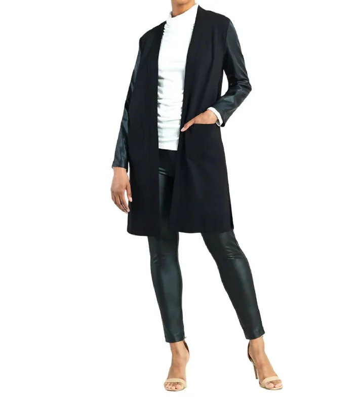 Ponte Knit Cardigan In Black