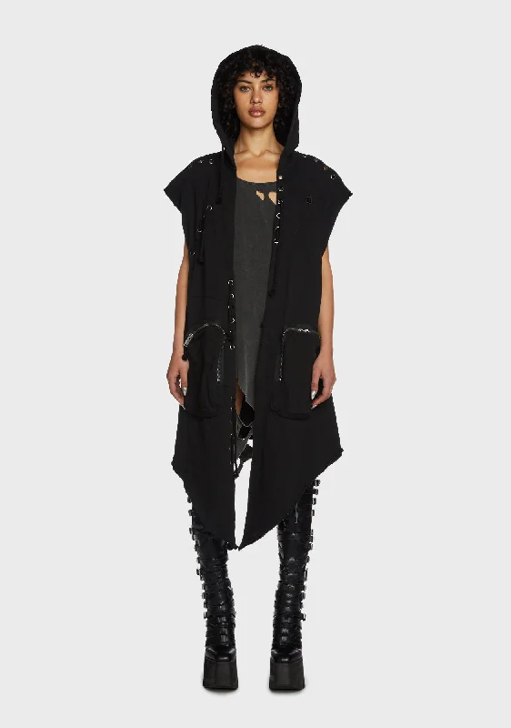 Replay Unisex Hooded Cargo Vest - Black