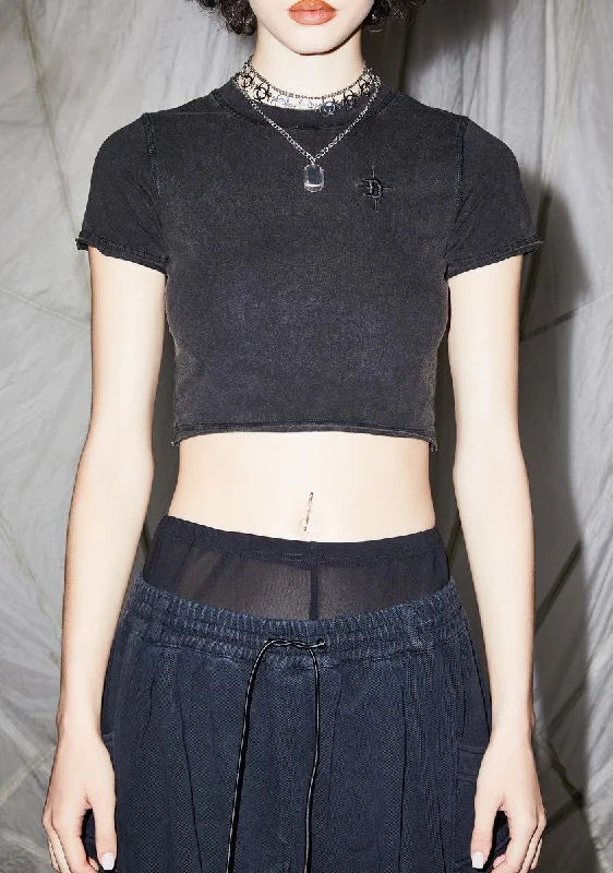 Reverb Charcoal Washed Crop Tee