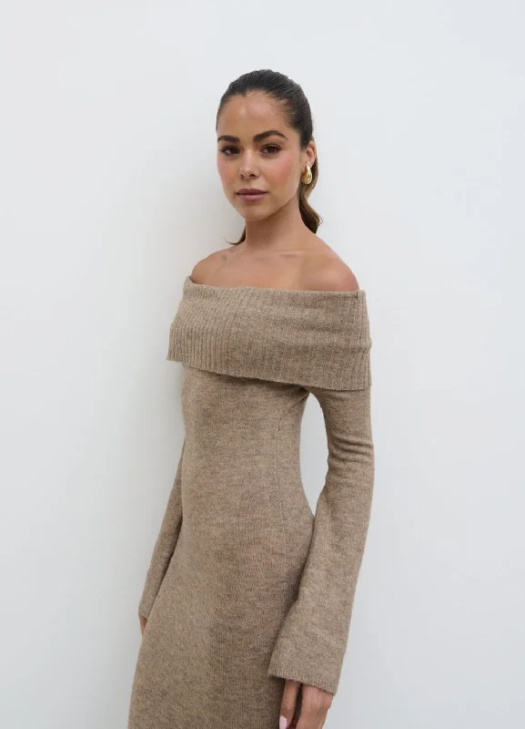 soreya-bardot-soft-knit-dress-brown-marl