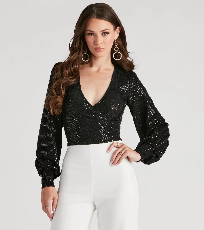 Sparkling Beauty Sequin Wrap Top