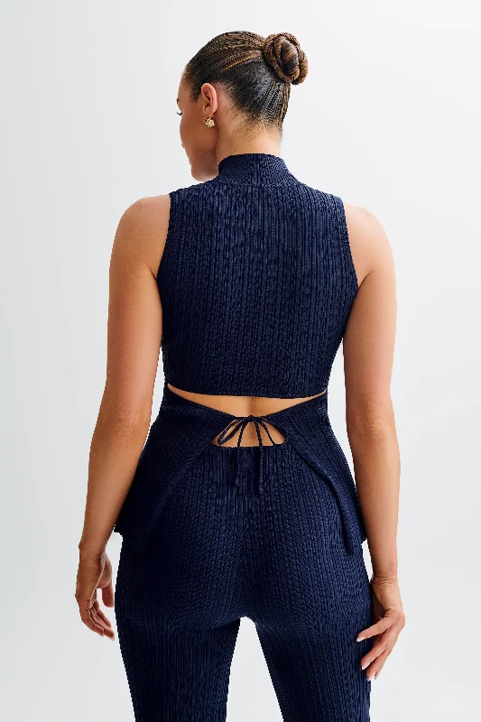 tanya-cut-out-high-neck-top-navy