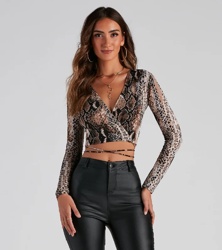 Tie New Things Snake Wrap Top