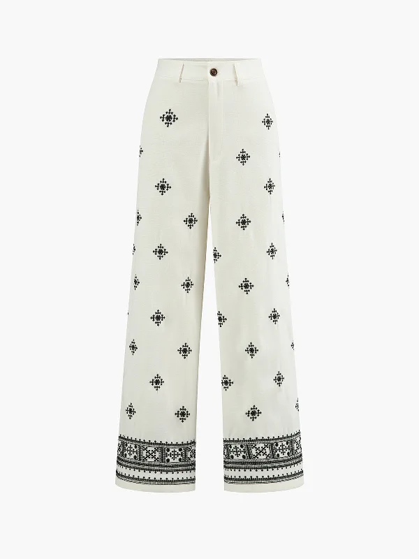 vintage-print-straight-leg-pants-without-belt