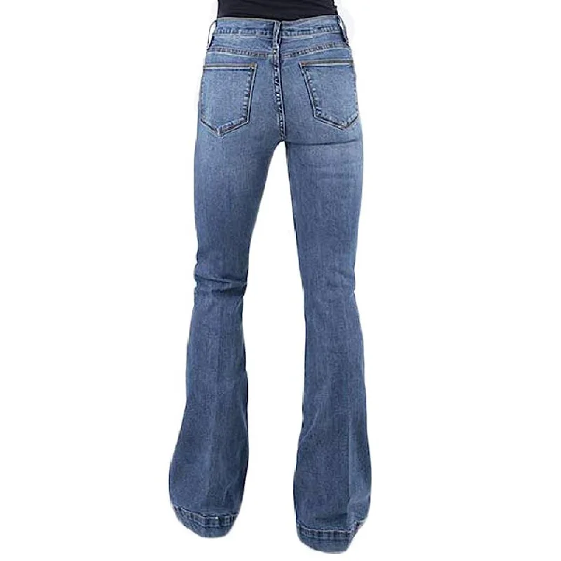 Stetson Women's High Rise Flare Blue Jeans