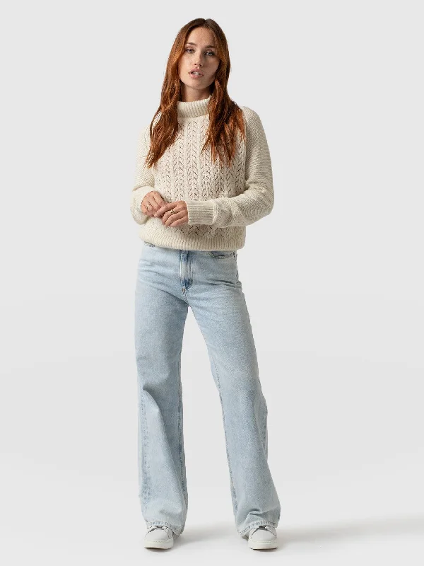 Wide Leg Jeans - Pale Blue