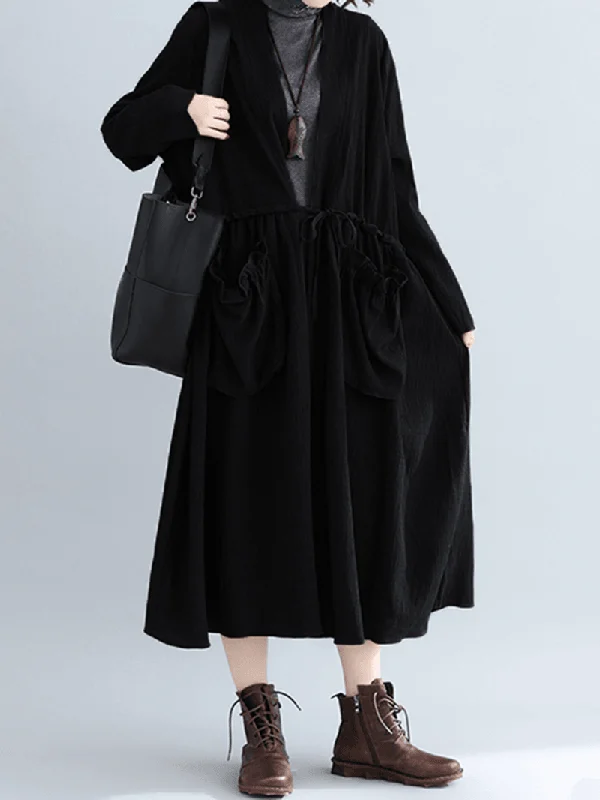 women-pure-color-cotton-loose-long-sleeve-pockets-trench