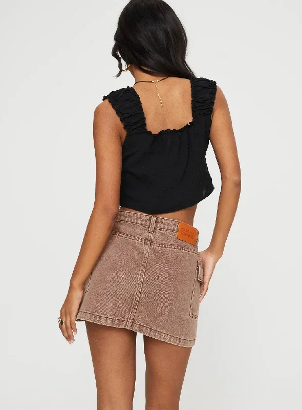 zakai-cargo-denim-mini-skirt-brown